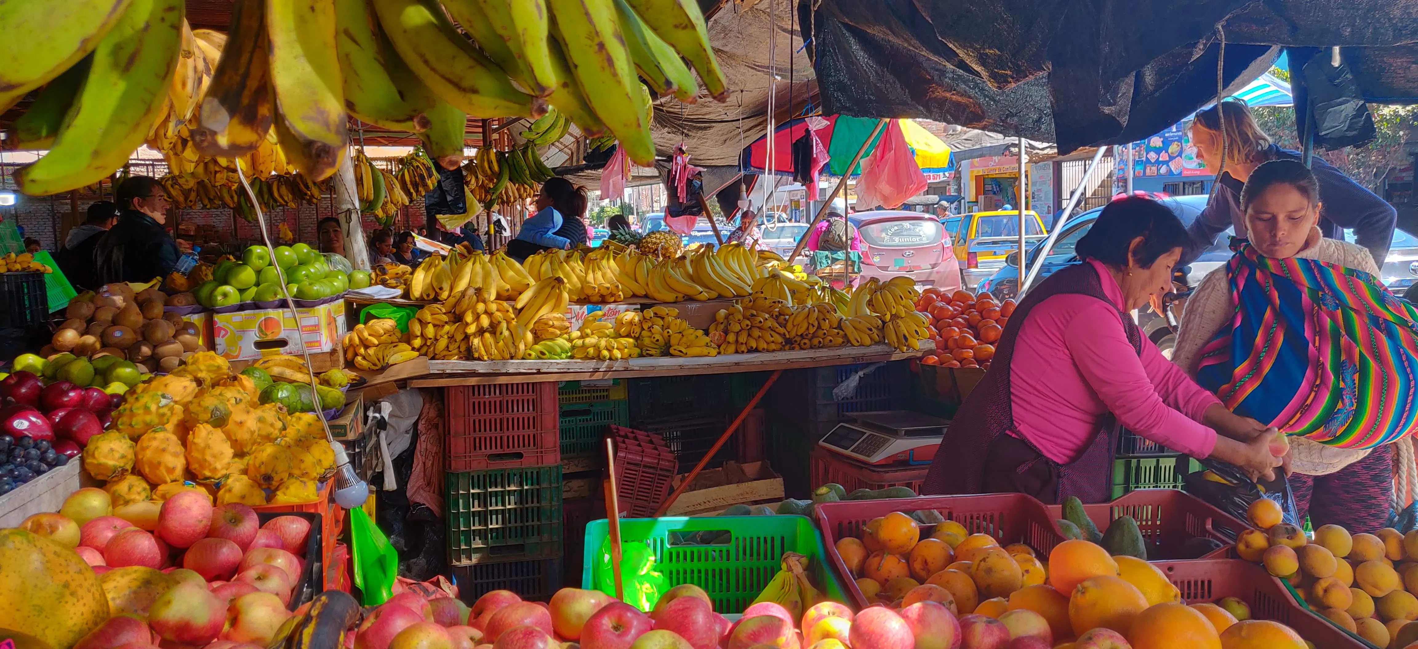 Fruit stalls inside the San Pedro Market in Cusco