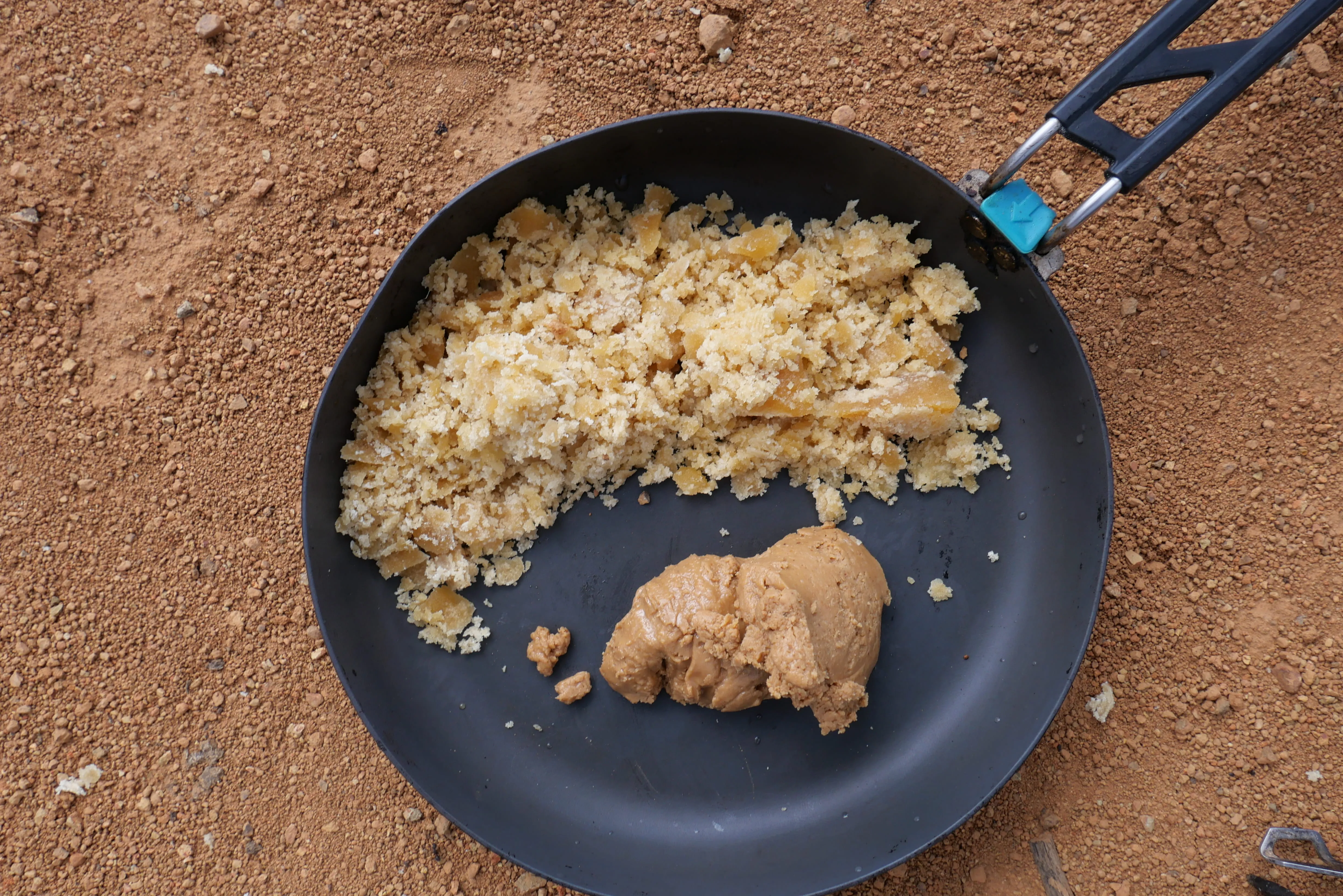 Peanuts butter and panela in a pan