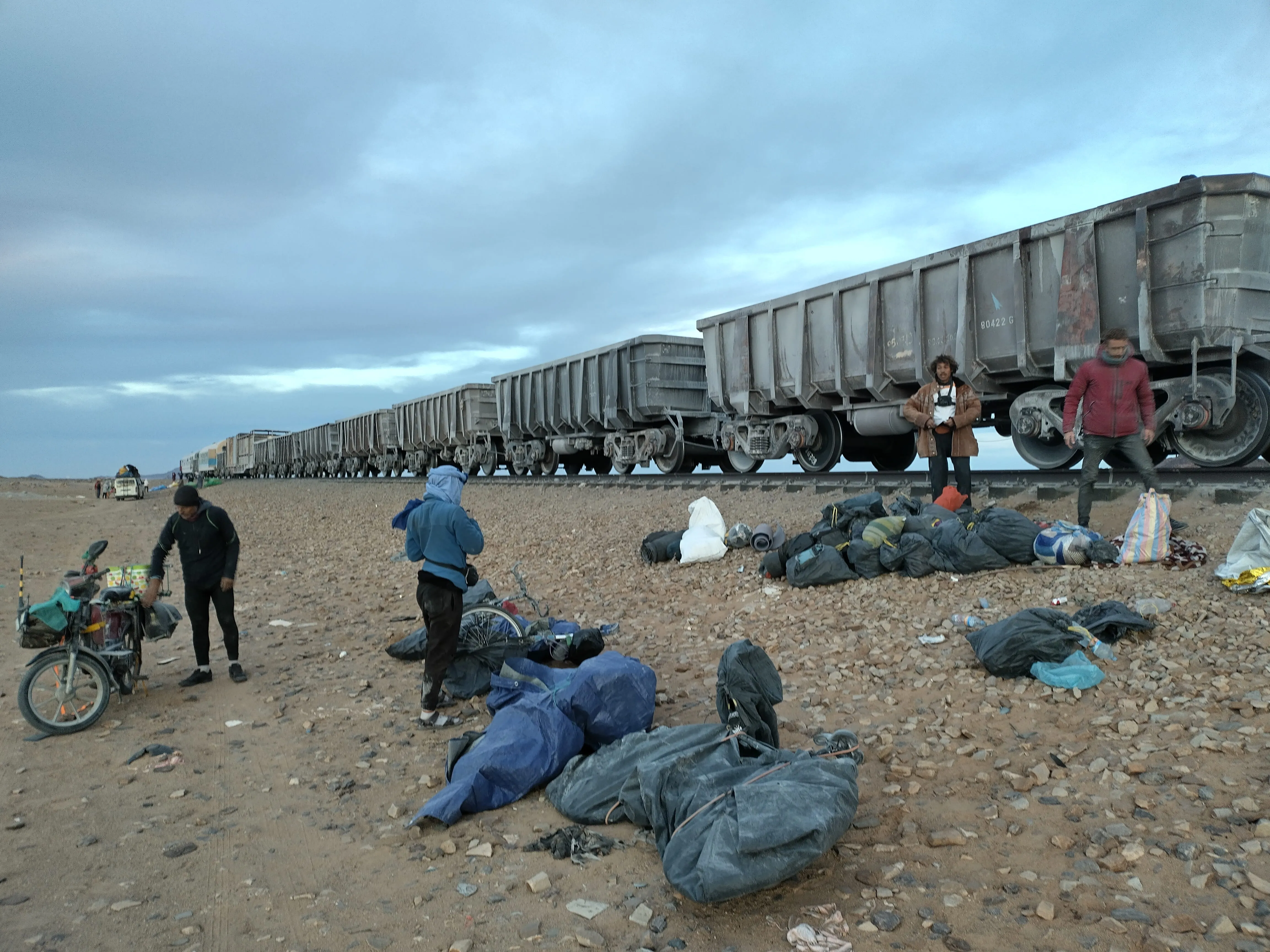 Offloading bikes from the train